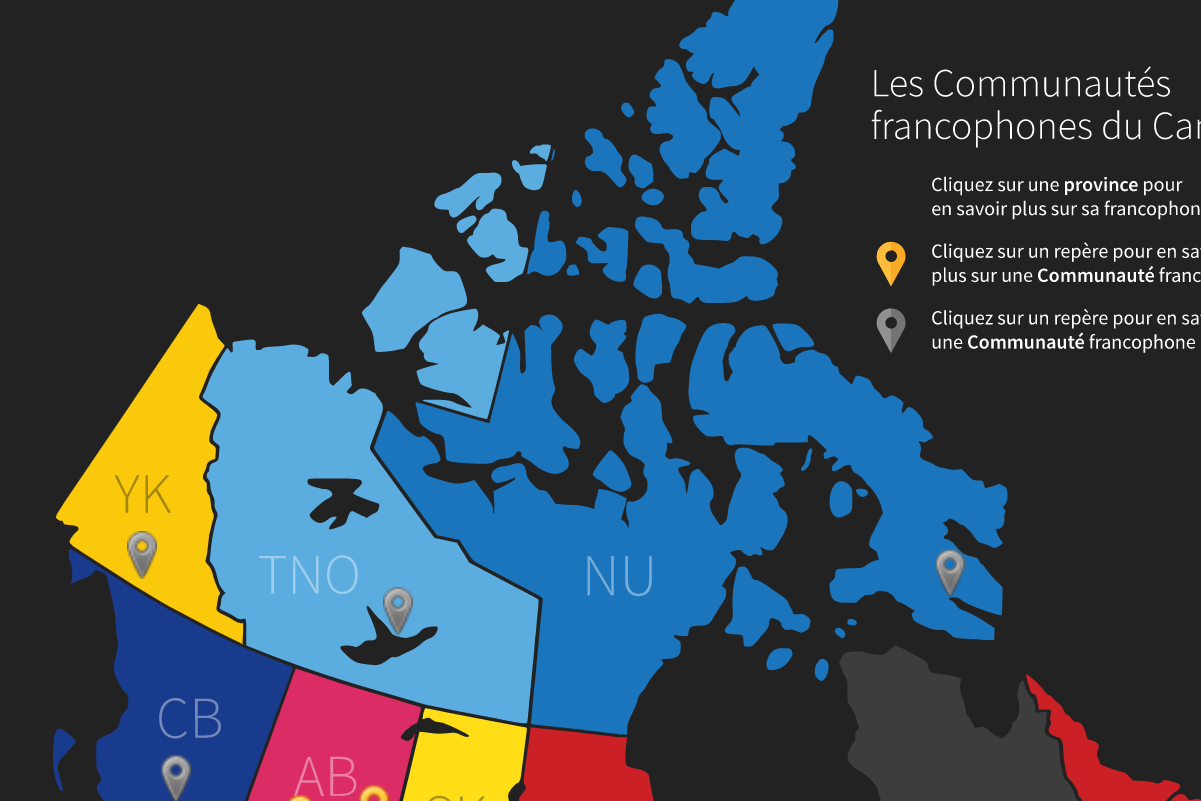 Carte des communautés francophones et acadiennes. - Le Kiosque Médias